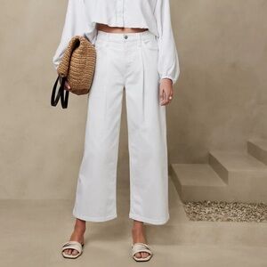 Banana Republic White wide leg crop pant